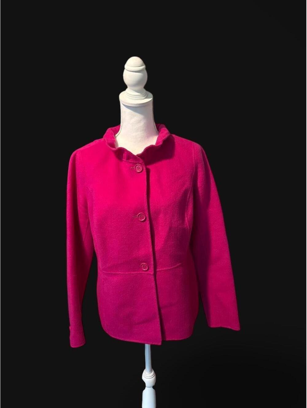 Talbots Women’s Size 6 Pink Wool Blend Jacket Fuchsia 3 Button Tailored Career